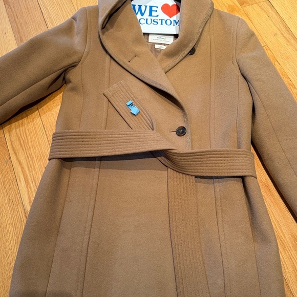 Wilfred italian wool and cashmere Tan Hooded Coat with belt - Picture 8 of 9